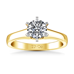 Solitaire Engagement Ring Stylized 6 Prong 14K Yellow Gold