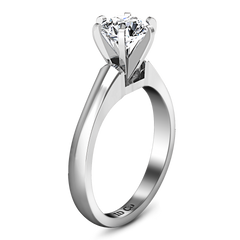 Solitaire Engagement Ring Stylized 6 Prong 14K White Gold