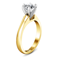 Solitaire Engagement Ring Stylized 6 Prong 14K Yellow Gold