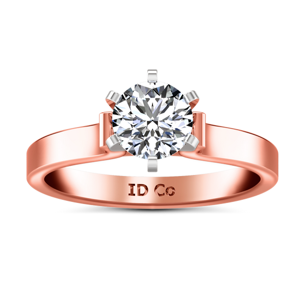 Solitaire Engagement Ring Curved Shoulder 14K Rose Gold