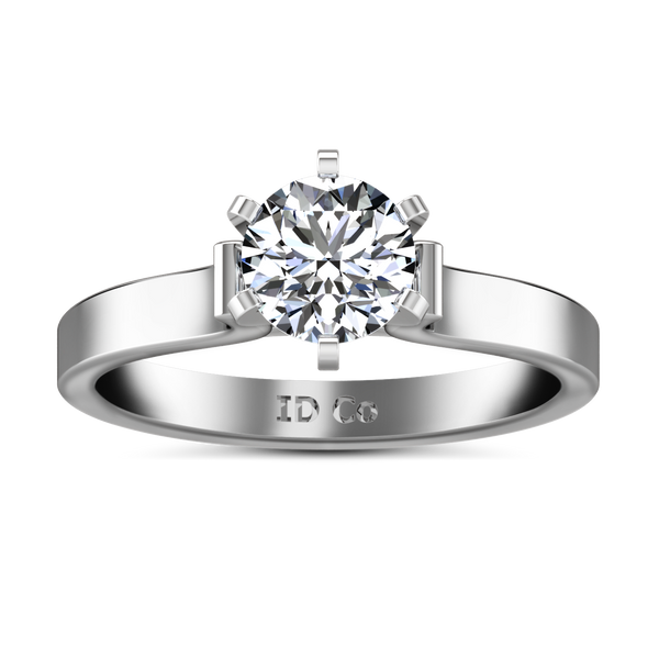 Solitaire Engagement Ring Curved Shoulder 14K White Gold