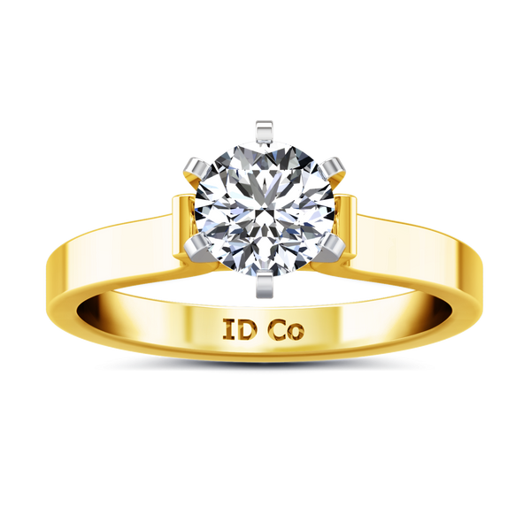 Solitaire Engagement Ring Curved Shoulder 14K Yellow Gold