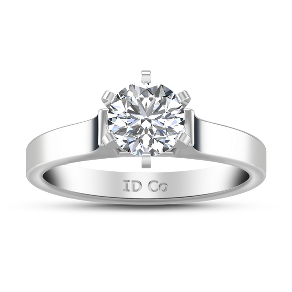 Solitaire Engagement Ring Modern 14K White Gold