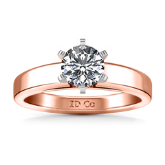 Solitaire Engagement Ring 6 Prong Contemporary 14K Rose Gold