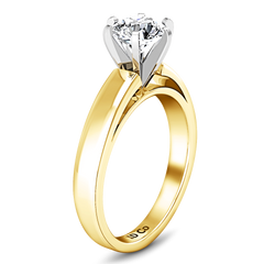 Solitaire Engagement Ring 6 Prong Contemporary 14K Yellow Gold