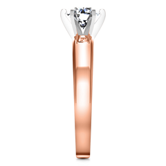 Solitaire Engagement Ring 6 Prong Contemporary 14K Rose Gold