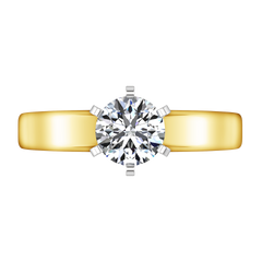 Solitaire Engagement Ring 6 Prong Contemporary 14K Yellow Gold