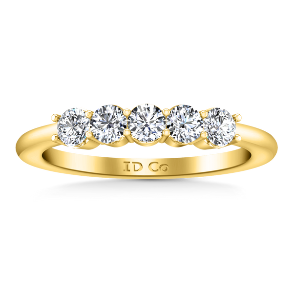 Five Stone Diamond Wedding Band Brighton  0.5 Cts 14K Yellow Gold