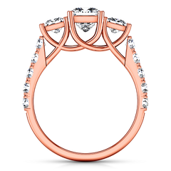 Three Stone Engagement Ring Enchantment Lattice  14K Rose Gold