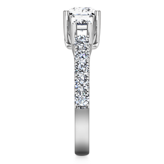 Three Stone Engagement Ring Enchantment Lattice  14K White Gold