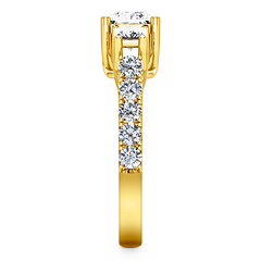 Three Stone Engagement Ring Enchantment Lattice  14K Yellow Gold