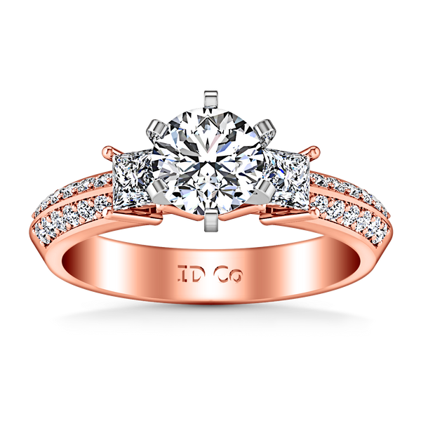 Three Stone Engagement Ring Ivana 14K Rose Gold