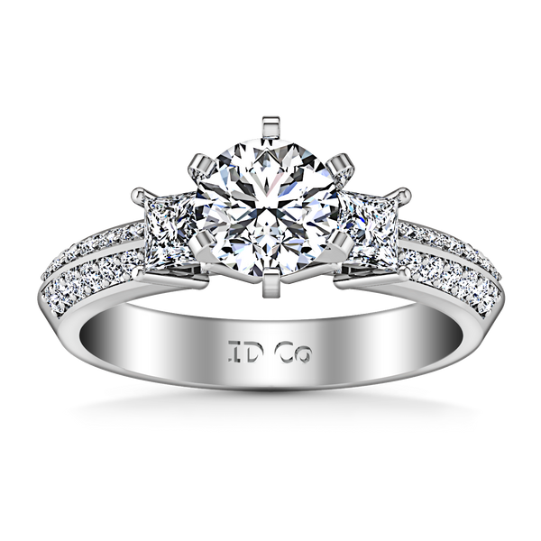Three Stone Engagement Ring Ivana 14K White Gold