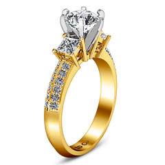 Three Stone Engagement Ring Ivana 14K Yellow Gold